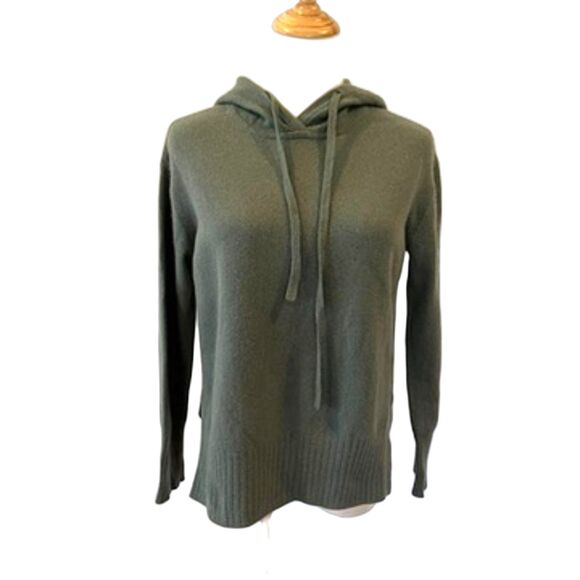 Banana Republic Sweaters - Banana Republic New Way Hi Low Green Knit Hoodie Sweater Small Merino Wool
